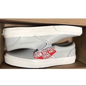 vans glacier grey leather slip ons